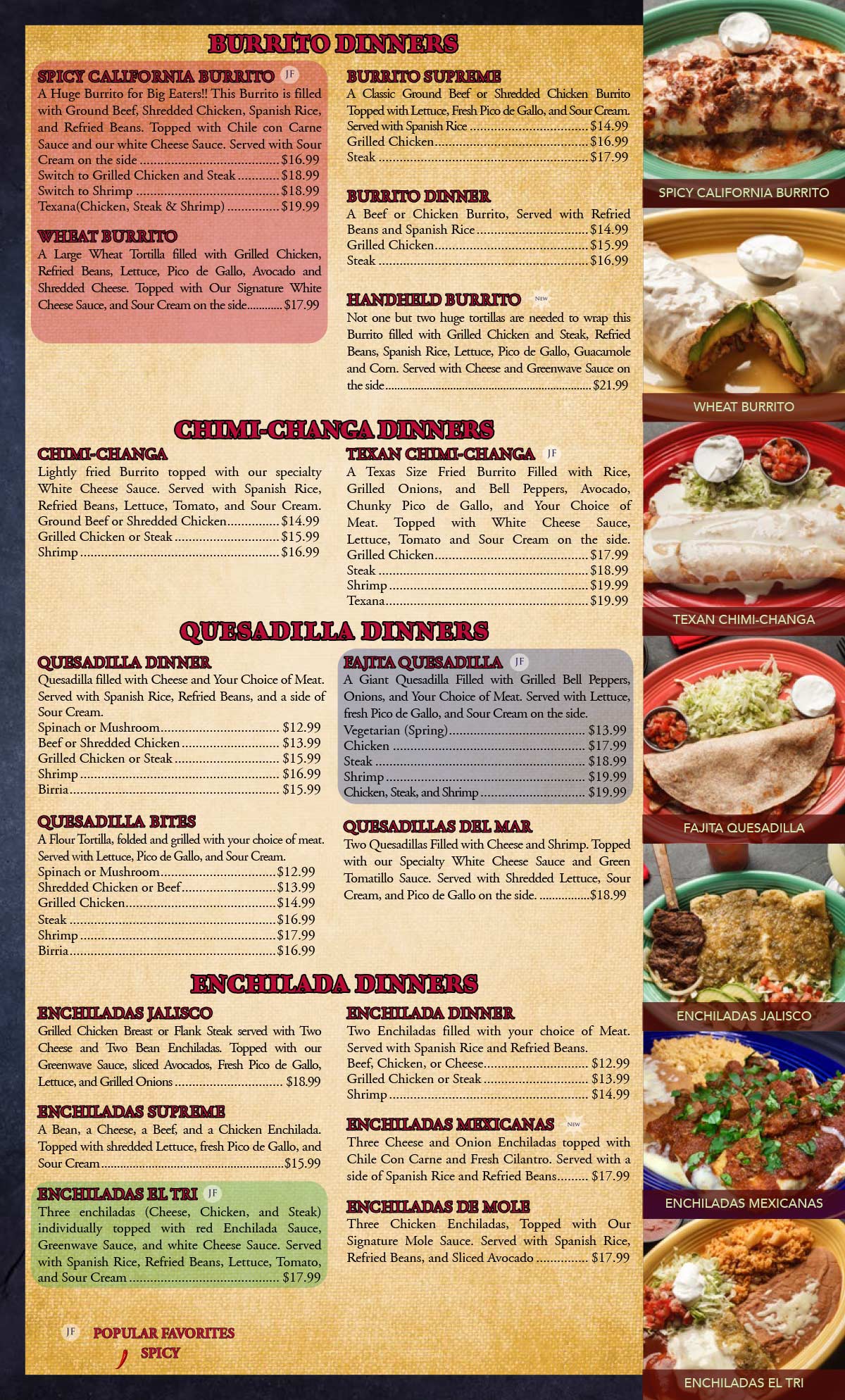 Dinner Menu Page 3