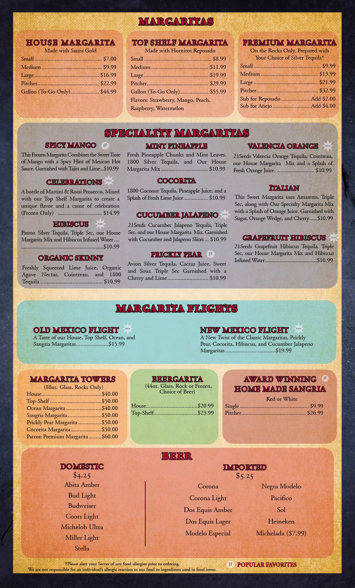 Cocktails Menu Page 1